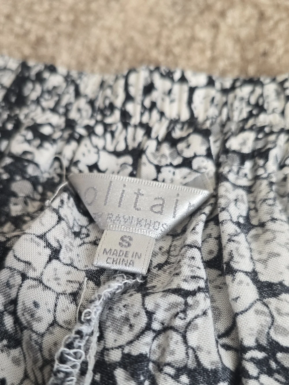 Wide Leg Printed Palazzo Pants - Black & White - Small - Picture 3 of 3